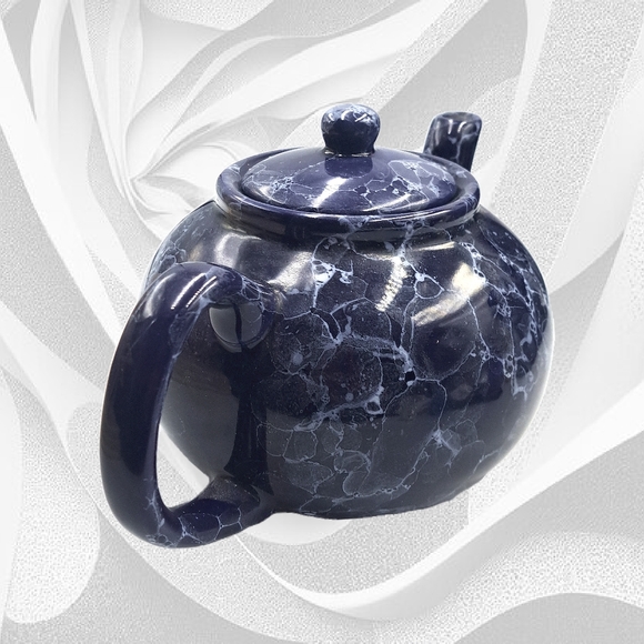 Elegant Blue Marble Teapot - Picture 6 of 9